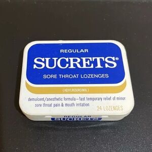 Vintage Sucrets Tin Metal Regular Sore Throat Lozenges Box - Empty